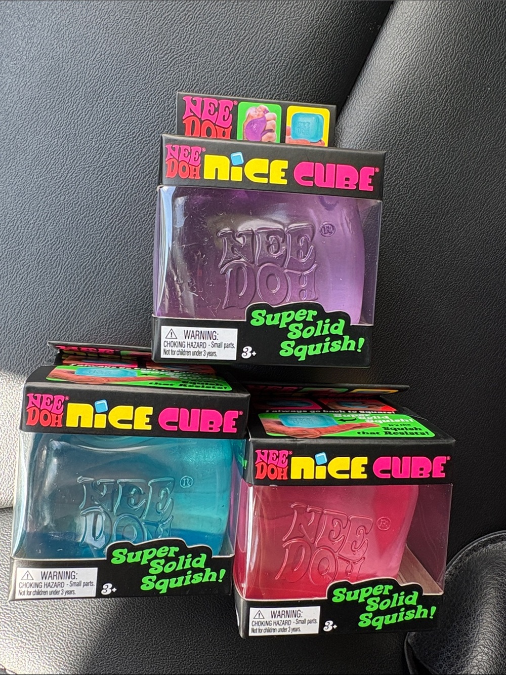 Nee Doh Nice Cube Kids Sensory Squishy Toy - Purple, Blue, Pink